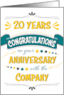 Employee 20th Anniversary Word Art Congratulations card