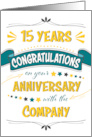 Employee 15th Anniversary Word Art Congratulations card