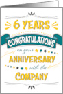 Employee 6th Anniversary Word Art Congratulations card