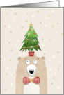 Cute Bear with Christmas Tree on His Head card