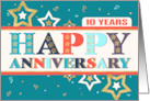 Employee 10th Anniversary Bold Colors and Stars card