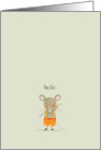 Tiny Mouse Wearing Dungarees and Glasses Waving Hello card