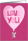 Tiny Mouse with Large Heart Shaped Balloon Cute Valentine’s Day card