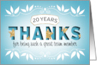 Employee 20th Anniversary Thanks card