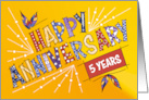 Employee 5th Anniversary Colorful Happy Anniversary Text card