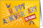 Employee 15th Anniversary Colorful Happy Anniversary Text card