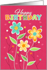 Colorful Illustrated Flowers Birthday card