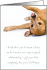 Twin Birthday Card - Humorous, Dog Sticking out Tongue card