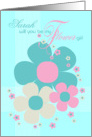 Sarah Flower Girl Invite Card - Pretty Illustrated Flowers card