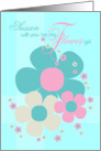 Susan Flower Girl Invite Card - Pretty Illustrated Flowers card