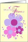 Flower Girl Invite Card - Purple Colours Illustrated Flowers card