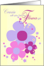 Cousin Flower Girl Invite Card - Purple Colours Illustrated Flowers card