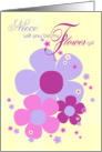 Niece Flower Girl Invite Card - Purple Colours Illustrated Flowers card