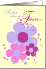 Sister Flower Girl Invite Card - Purple Colours Illustrated Flowers card