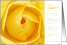 Sister Thank You Card - Yellow Rose card