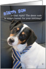 Birth Son Birthday Card - Dog Wearing Smart Tie - Humorous card