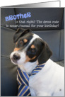 Brother Birthday Card - Dog Wearing Smart Tie - Humorous card