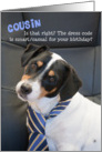 Cousin 21st Birthday Card - Dog Wearing Smart Tie - Humorous card