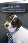 Father in Law Birthday Card - Dog Wearing Smart Tie - Humorous card