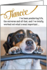 Fiancee Funny Birthday Card - Dog Pondering Life and The Universe card