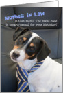 Mother in Law Birthday Card - Dog Wearing Smart Tie - Humorous card