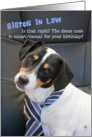 Sister in Law Birthday Card - Dog Wearing Smart Tie - Humorous card
