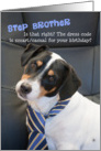 Step Brother in Law Birthday Card - Dog Wearing Smart Tie - Humorous card
