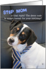 Step Mom in Law Birthday Card - Dog Wearing Smart Tie - Humorous card