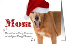 Merry Christmas Mom - Singing Dog in Santa Hat - Humorous card