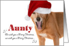 Merry Christmas Aunty - Singing Dog in Santa Hat - Humorous card