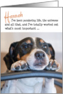 Hannah Birthday Card - Humorous Dog Pondering Life card