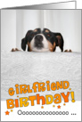 Girlfriend Humorous Birthday Card - Dog Peeking Over Table card