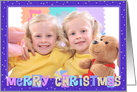 Christmas Photo Card - Purple Merry Christmas and Stars card