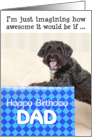 Dad Humorous Birthday Card - Dog and Huge Present card