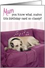 Mum Humorous Birthday Card - Dog with Headphones Listening to Music card
