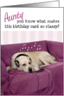 Aunty Humorous Birthday Card - Dog with Headphones Enjoying Music card