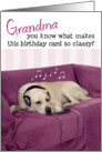 Grandma Humorous Birthday Card - Dog with Headphones Enjoying Music card