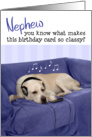 Nephew Humorous Birthday Card - Dog with Headphones Enjoying Music card