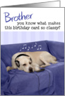 Brother Humorous Birthday Card - Dog with Headphones Enjoying Music card