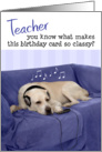 Teacher Humorous Birthday Card - Dog with Headphones Enjoying Music card