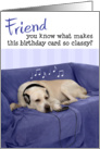 Friend Humorous Birthday Card - Dog with Headphones Enjoying Music card