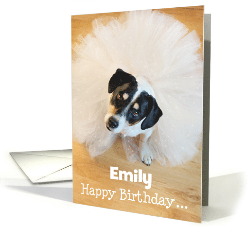 Custom Humorous Birthday Card - Dog Wearing a Tutu card (1132118)