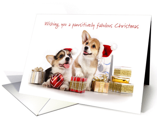 Christmas Card - Corgi Puppies and Presents card (1242658)