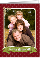 Christmas Photo Card - Christmas Trees and Holly Red Green Gold card