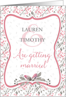 Wedding Invitation - Pink Watercolor Flowers and Pattern card