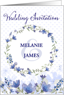 Wedding Invitation - Add Your Own Names - Blue Watercolor Flowers card