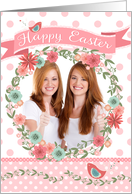 Easter Photo Card - Add Your Own Photo - Peach Flowers and Polka Dots card