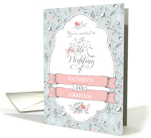 Vintage Wedding Invitation - Add Your Own Names - Pretty Flowers card