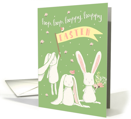 Easter Card - Cute Rabbits and Flowers card (1368182)