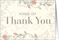 Nurses’ Day Thank You Card - Swirly Text and Flowers - Cream Peach card